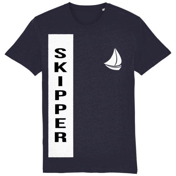 Skipper with Sailboat Logo T-Shirt - French Navy