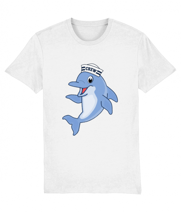 Dolphin in Crew Hat T-Shirt - White