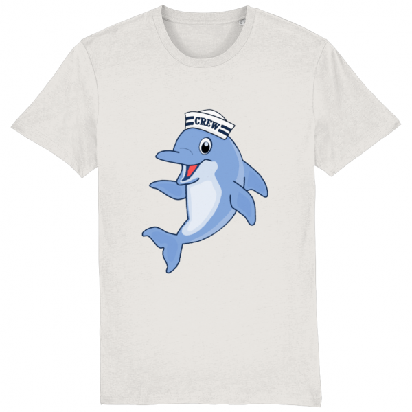 Dolphin in Crew Hat T-Shirt - Vintage White