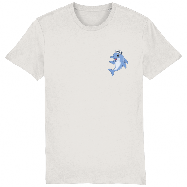 Dolphin in Crew Hat Logo T-Shirt - Vintage White