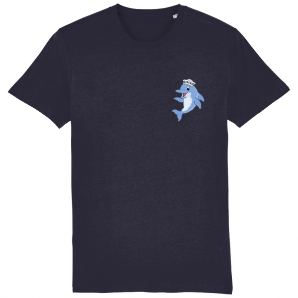 Dolphin in Crew Hat Logo T-Shirt - French Navy