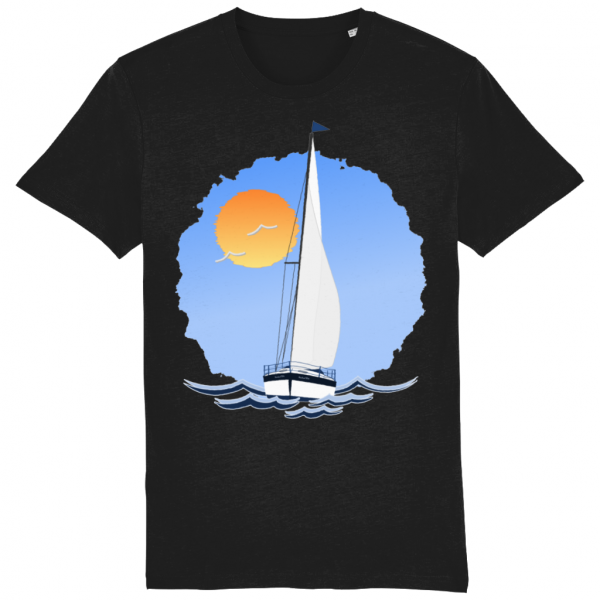 Sailing Yacht at Sea T-Shirt - Black