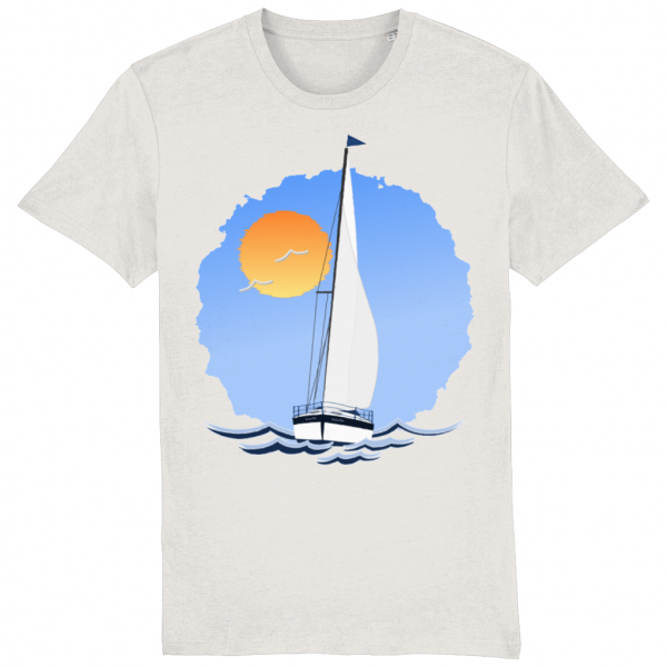 Sailing Yacht at Sea T-Shirt - Vintage White