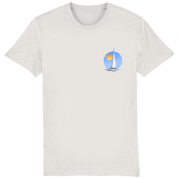 Sailing Yacht at Sea Logo T-Shirt - Vintage White