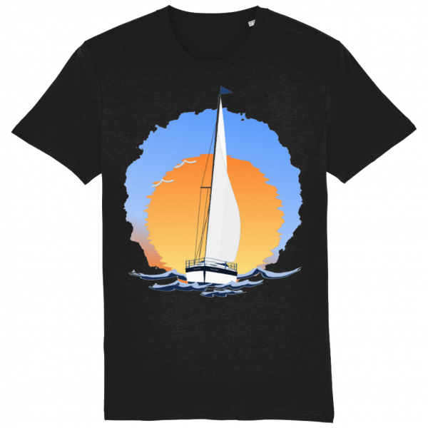 Sailing Yacht at Sunset T-Shirt - Black