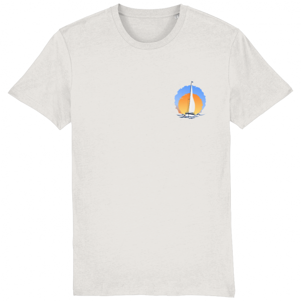 Sailing Yacht at Sunset Logo T-Shirt - Vintage White