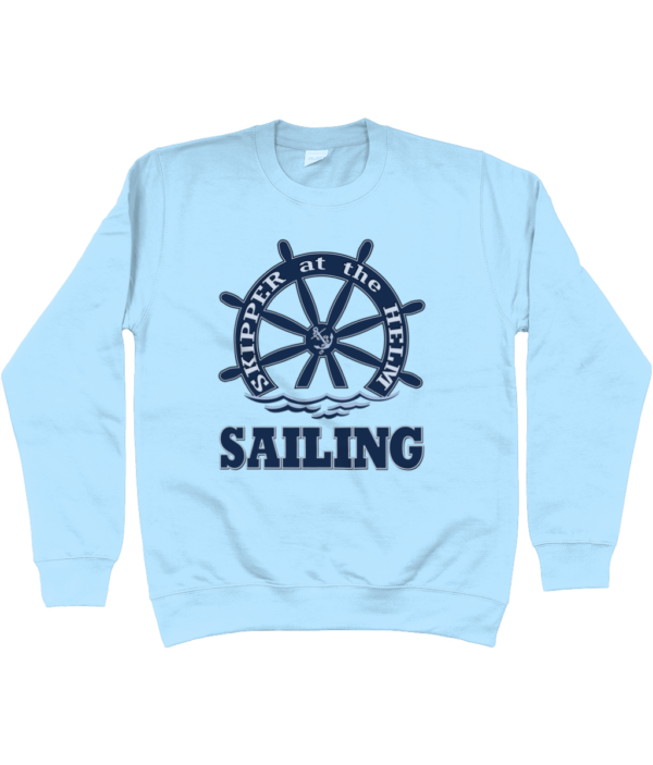 Skipper at the Helm Sailing Sweatshirt Sky Blue