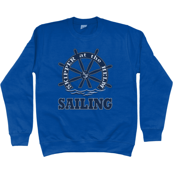 Skipper at the Helm Sailing Sweatshirt Royal Blue
