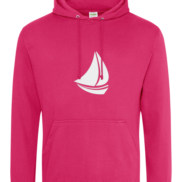 Sailing Boat College Hoodie Hot Pink