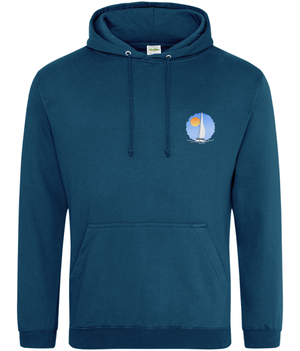 Sailing Yacht at Sea Logo College Hoodie Deep Sea Blue