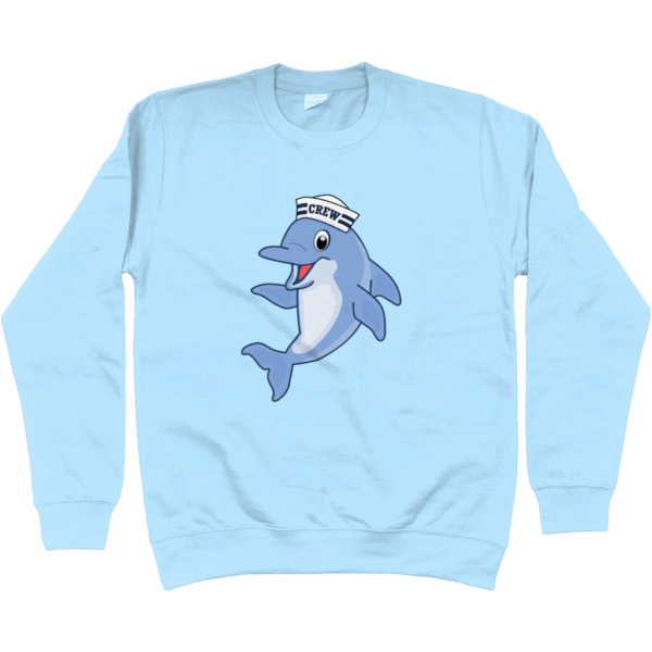 Dolphin Crew Hat Sweatshirt Sky Blue