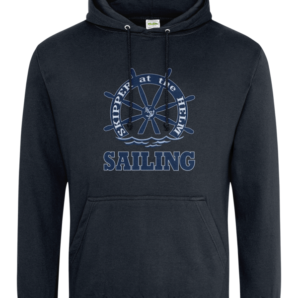 Skipper at the Helm Sailing College Hoodie French Navy