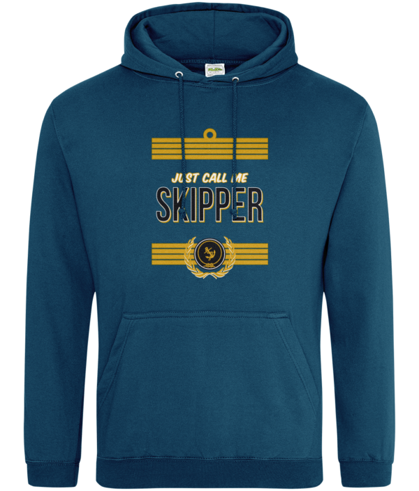 Just Call Me Skipper College Hoodie Deep Sea Blue
